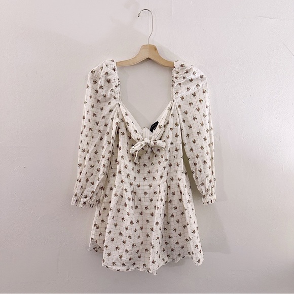 Majorelle Floral Printed Long Sleeve Romper Mini Metallic Lurex Thread - Picture 2 of 8